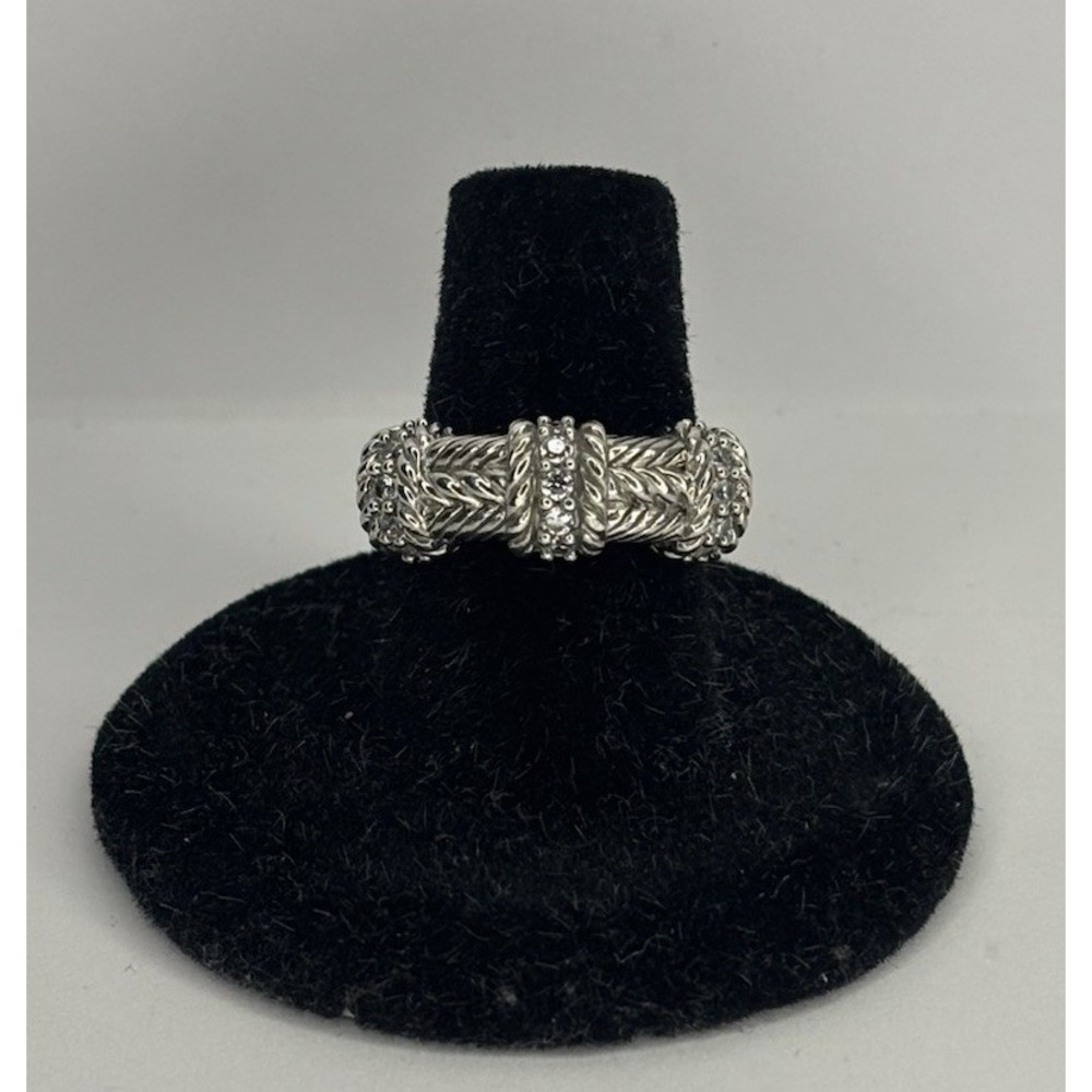 Judith Ripka 925 Sterling Silver Braided‎ Ring Size 7
